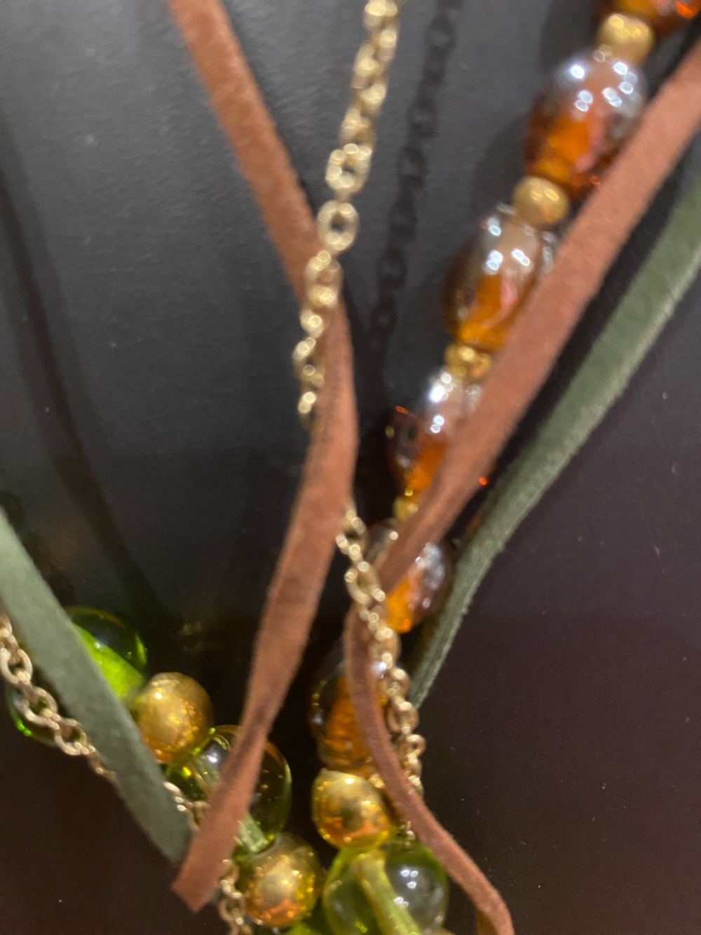 Wacky Item for Challenge Gold-Tone Multi Charm Necklace with Amber color Beads - Picture 9 of 12